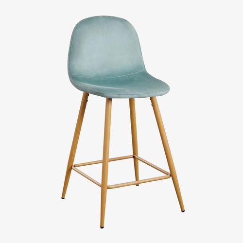 Pack De 2 Tabourets Hauts En Velours Glamm Bois Naturel ¿65 Cm