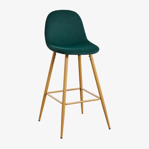 Pack De 2 Tabourets Hauts En Velours Glamm Bois Naturel ¿75 Cm