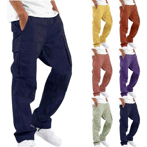 Hommes Casual Multi - Poches Loose Droite Cargo Pantalons Outdoor Pantalons Fitness Pantalons