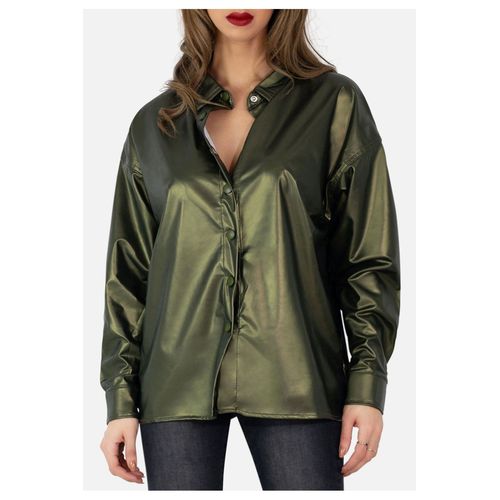 Chemise En Simili, Manches Longues Vert Femme