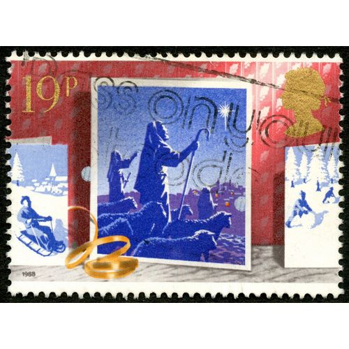 Timbre Oblitéré Angleterre, 19 P, 1988, Noël
