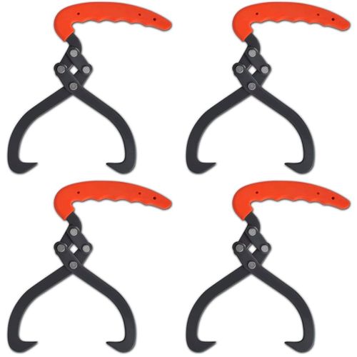 vidaXL Pinces à bûches 4 pcs avec manche en PVC