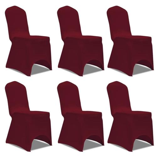 Housse Bordeaux Extensible Pour Chaise 6 Pièces