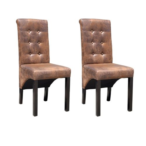 Chaises De Salle À Manger 2 Pcs Marron Similicuir