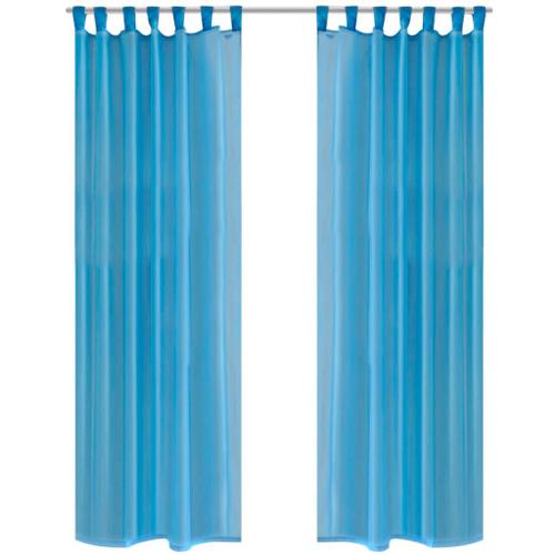 Rideau Transparent Turquoise 140 X 175 Cm 2 Pcs