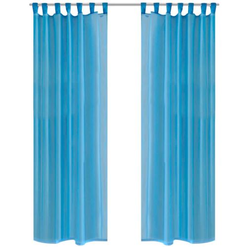 Rideau Transparent Turquoise 140 X 225 Cm 2 Pcs
