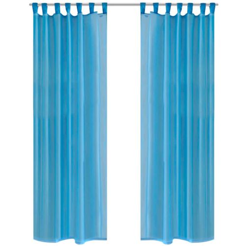 Rideau Transparent Turquoise 140 X 225 Cm 2 Pcs