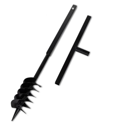 Tarière de sol avec mèche de tarière spirales 120 mm Acier Noir