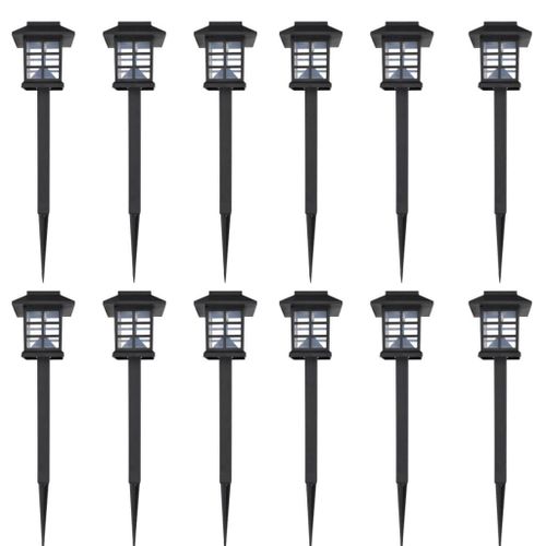 Borne solaire extérieure LED 12 pcs avec piquet 8,6 x 8,6 x 38 cm
