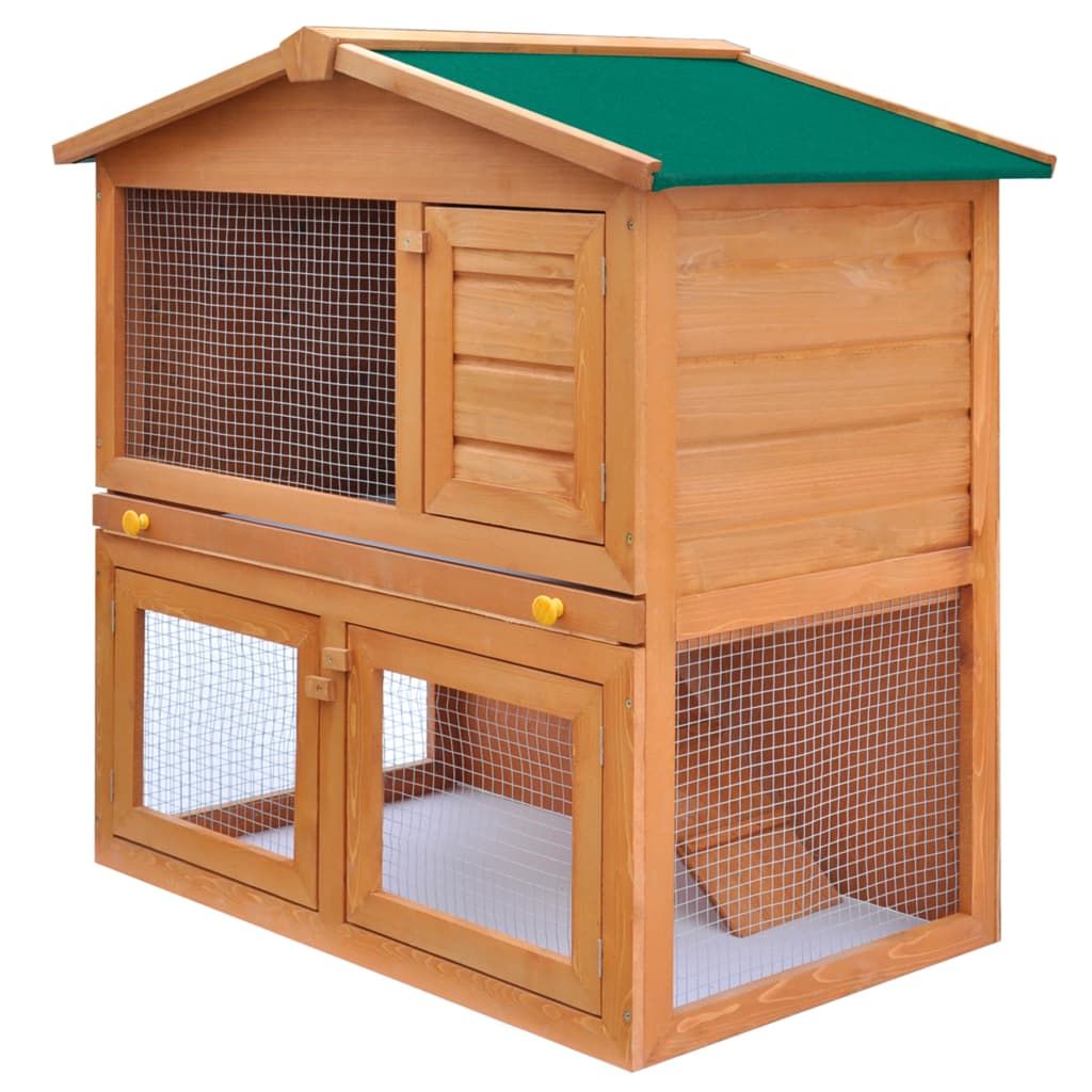 Clapier d'extérieur Enclos pour petits animaux 3 portes Bois