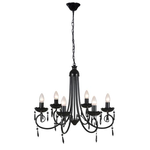Vidaxl Lustre Suspendu Noir 6 Douilles D'ampoule