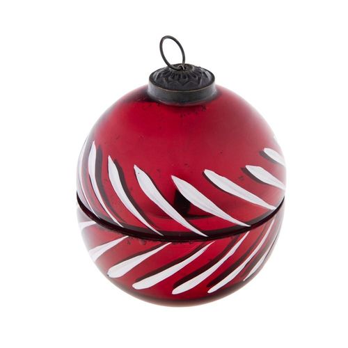 Bougie boule de Noël rouge 8 cm
