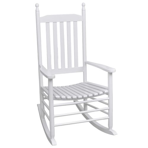 Chaise À Bascule Avec Siège Incurvé Blanc Bois - Vidaxl