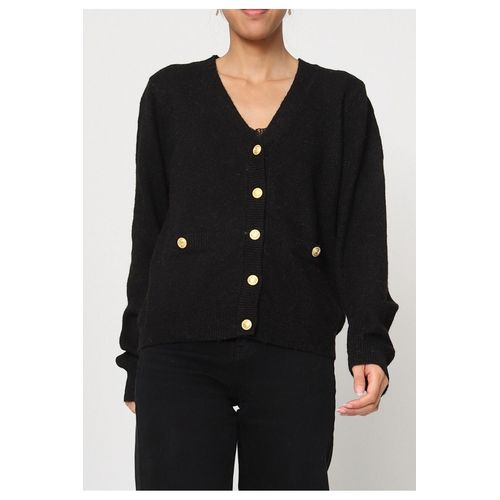 Pull Cardigan Col V Noir Femme
