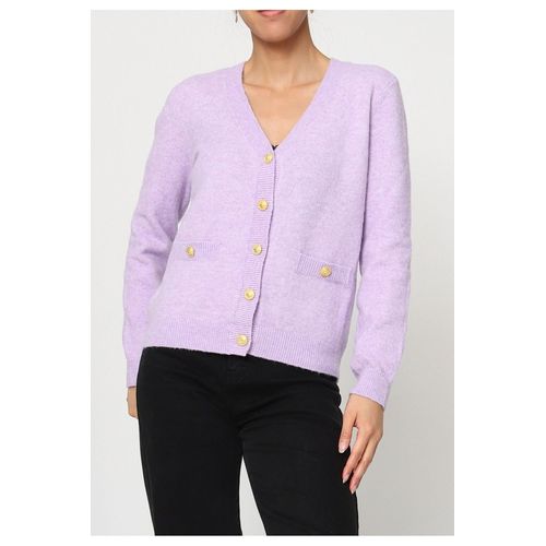 Pull Cardigan Col V Violet Femme