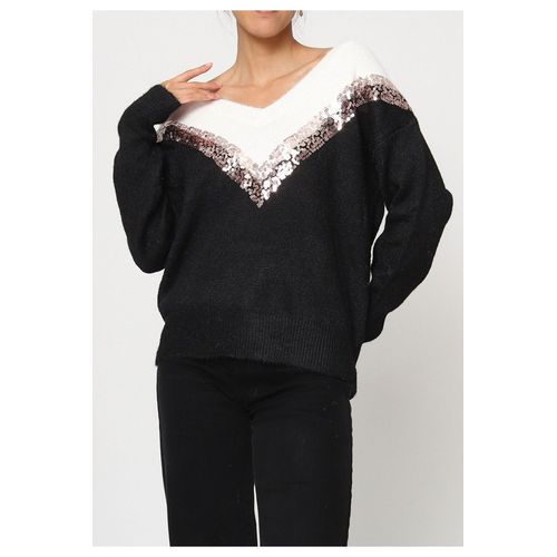 Pull V Noir Femme