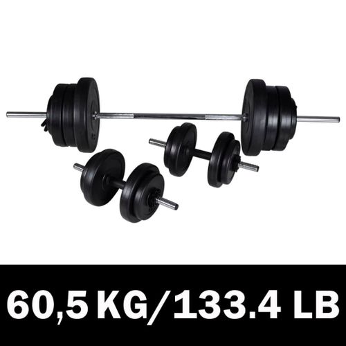 Kit De Barre D'haltère Et 2 Haltères 605kg