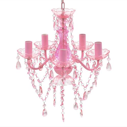 Vidaxl Lustre Avec 5 Ampoules Crystal Rose