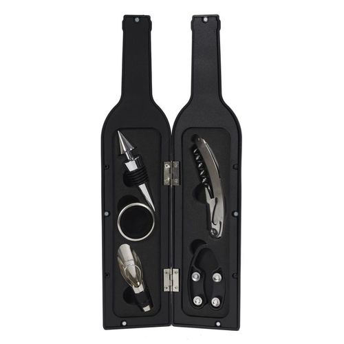 Paris Prix - Coffret Vin "5 Accessoires" 32cm Noir