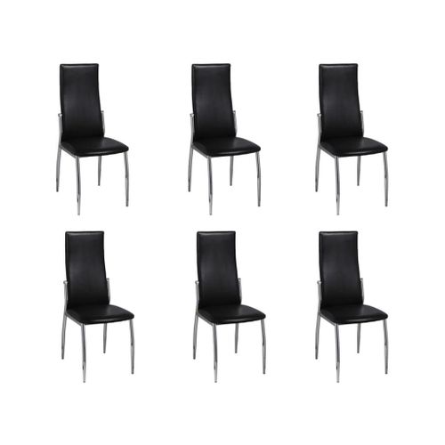 Vidaxl Chaises De Salle À Manger 6 Pcs Noir Similicuir