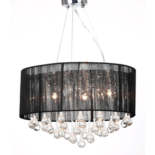 Vidaxl Lustre Avec 85 Cristaux Noir