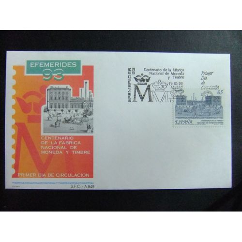 146 Espagne 1993 / Fdc Centen. De L'usine De Monnaies Et Timbres / Edifil 3266 ** Yvert 2858 Mnh