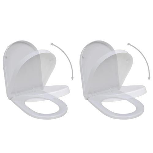 Sièges de toilette avec couvercles 2 pcs Plastique Blanc