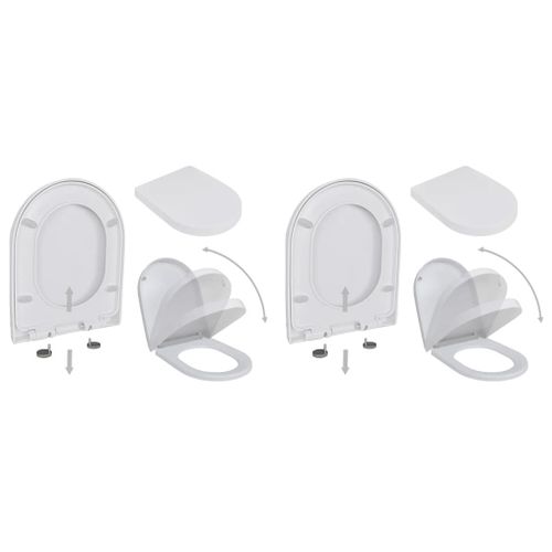 Abattant WC avec frein de chute 2 pcs Plastique Blanc