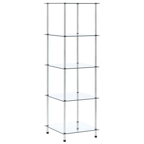 Étagère À 5 Niveaux Transparent 40x40x130 Cm Verre Trempé - Vidaxl