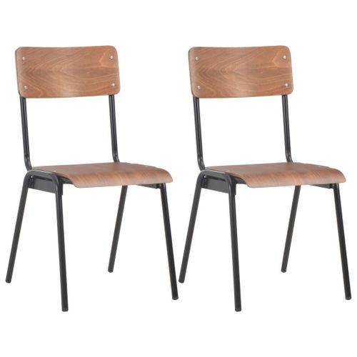 2 Pcs Chaises À Dîner Marron Contreplaqué Solide Et Acier - Vidaxl