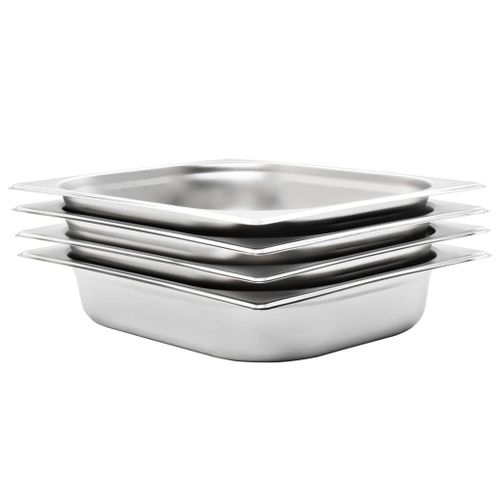 Vidaxl Récipients Gastronorm 4 Pcs Gn 1/2 65 Mm Acier Inoxydable