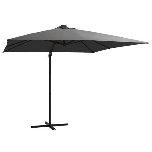 Parasol Déporté Avec Led Et Mât En Acier 250 X 250 Cm Anthracite Helloshop26 02_0008445