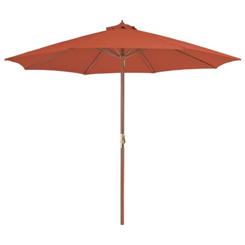 Parasol D'extérieur Avec Mât En Bois 300 Cm Terre Cuite Helloshop26 02_0008250