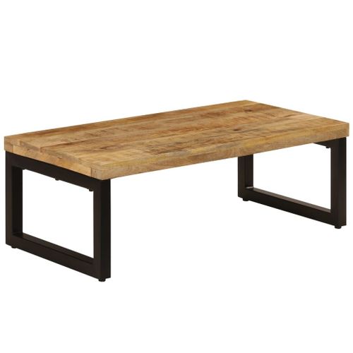 Table Basse 100x50x35 Cm Bois De Manguier Solide Et Acier - Vidaxl