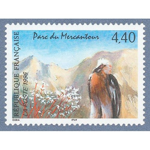 France 1996, Très Beau Timbre Neuf** Luxe Yvert 2999, Série «Nature De France», Parc Du Mercantour, Le Gypaète Barbu Et La Saxifrage.