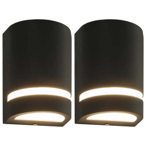 Vidaxl Appliques Murales D'extérieur 2 Pcs 35 W Noir Demi-Rond