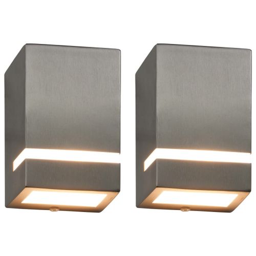 Vidaxl Appliques Murales D'extérieur 2 Pcs 35 W Argenté Rectangulaire