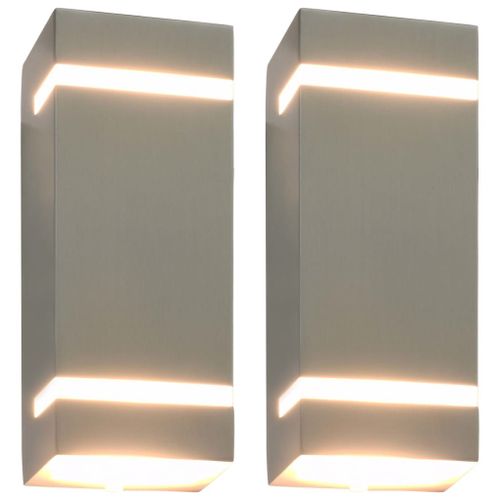 Vidaxl Appliques Murales D'extérieur 2 Pcs 35 W Argenté Rectangulaire