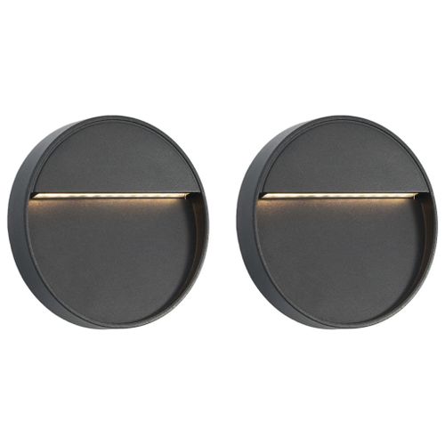 Vidaxl Appliques Murales À Led D'extérieur 2 Pcs 3 W Noir Rond