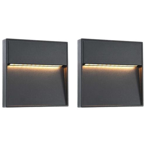Vidaxl 2 Pcs Appliques Murales Led D'extérieur 3 W Noir Carré