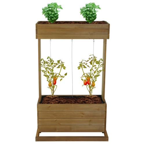 Jardinière Hwc-L72, Bac À Fleurs, 145x85x50cm Outdoor Sapin Bois Mvg, Brun