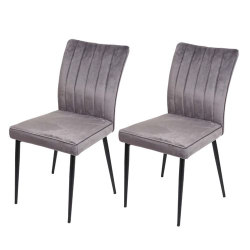 Lot De 2 Chaises De Salle À Manger Hwc-K16, Chaise De Cuisine, Velours Métal   Gris Foncé