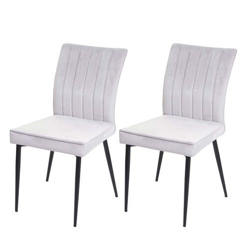Lot De 2 Chaises De Salle À Manger Hwc-K16, Chaise De Cuisine, Velours Métal   Gris Clair