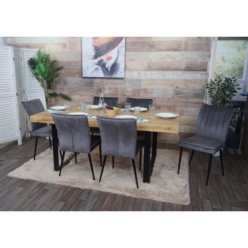 Lot De 6 Chaises De Salle À Manger Hwc-K16, Chaise De Cuisine, Velours Métal   Gris Foncé