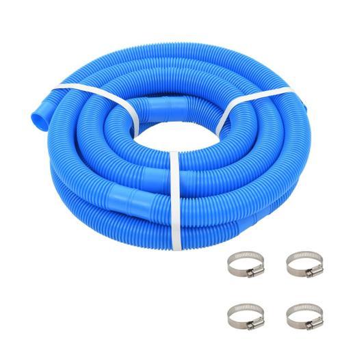 Tuyau de piscine avec colliers de serrage Bleu 38 mm 6 m