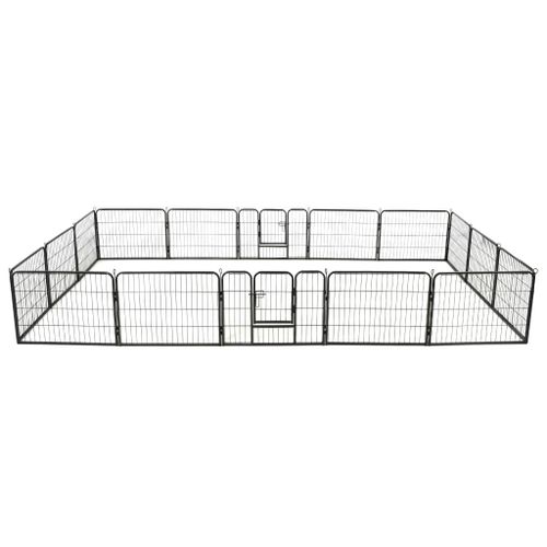 Vidaxl Parc Pour Chiens 16 Panneaux Acier 60 X 80 Cm Noir
