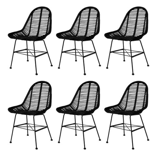Vidaxl Chaises De Salle À Manger 6 Pcs Noir Rotin Naturel