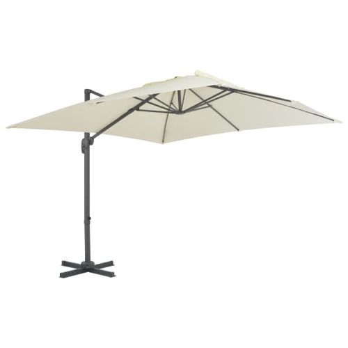 vidaXL Parasol en porte-à-faux avec mat en aluminium 300x300 cm Sable
