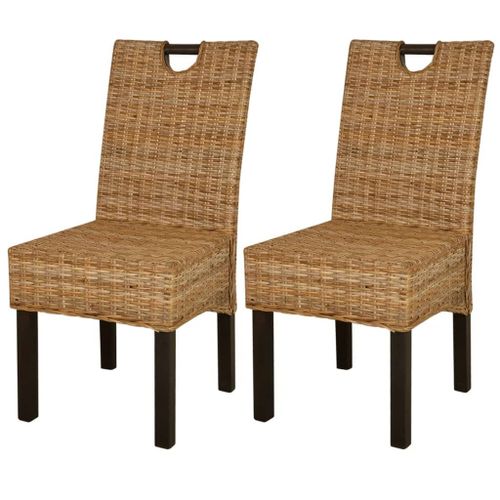 Lot De 2 Chaises De Salle À Manger Cuisine Design Classique Rotin Kubu Bois De Manguier Cds020121