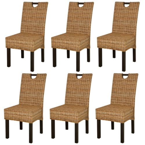 Lot De 6 Chaises De Salle À Manger Cuisine Design Moderne Rotin Kubu Bois De Manguier Cds022795